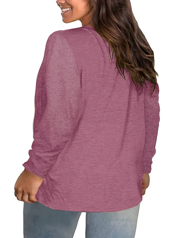 Women V Neck Long Sleeve T-Shirts Casual Button Tops Loose Comfy Warm Blouse sold by Tinstree product image thumbnail 2