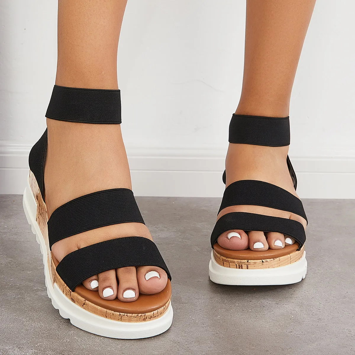 Casual Platform Wedge Slingback Shoes Elastic Strap Sandals sold by Tinstree product image thumbnail 3