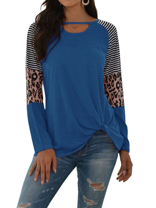 Womens Long Sleeve Crewneck Sweatshirt Leopard Splicing Loose Pullover Tops sold by Tinstree product image thumbnail 5