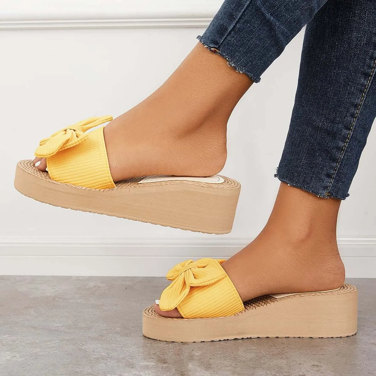 Casual Bowknot Platform Slippers Slip on Slide Sandals sold by Tinstree product image thumbnail 3