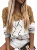 Women V Neck Long Sleeve Hollow Out Knit Sweater Loose Pullover Jumper Tops sold by Tinstree