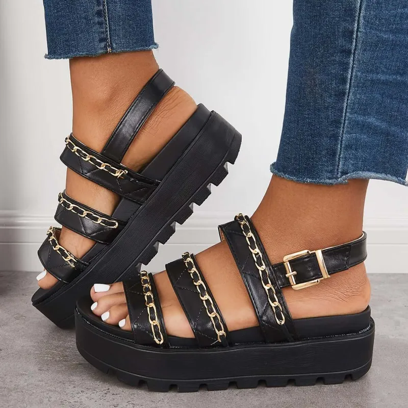 Open Toe Platform Heel Sandals Thick Sole Summer Shoes sold by Tinstree
