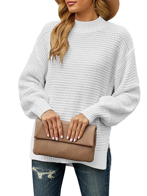Women Long Sleeve Turtleneck Sweater Casual Pullover Slouchy Knit Jumper Tops sold by Tinstree