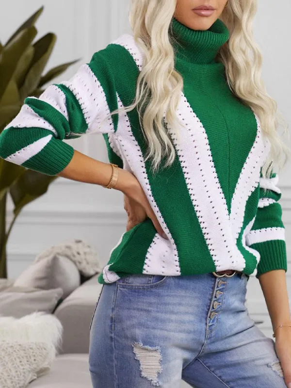 Women Turtleneck High Neck Knit Sweater Long Sleeve Pullover Tops sold by Tinstree