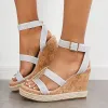 Casual Open Toe Platform Wedges Anke Strap Cork Heel Sandals sold by Tinstree