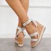 Casual Open Toe Platform Wedges Anke Strap Cork Heel Sandals sold by Tinstree