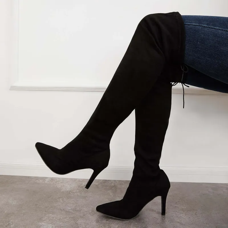 Stretchy Over The Knee Boots Pointed Toe Stiletto Heel Boots sold by Tinstree
