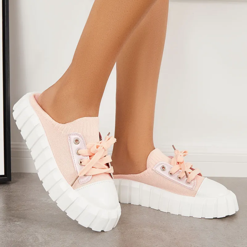 Canvas Mule Sneakers Platform Lug Sole Heel Walking Shoes sold by Tinstree
