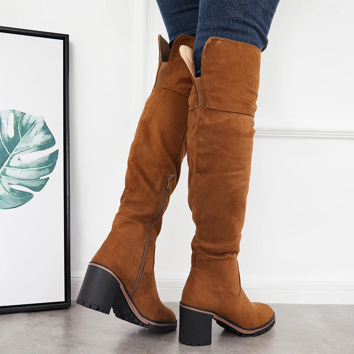 Stretch Over The Knee Thigh High Boots Platform Chunky Heel Boots sold by Tinstree product image thumbnail 5