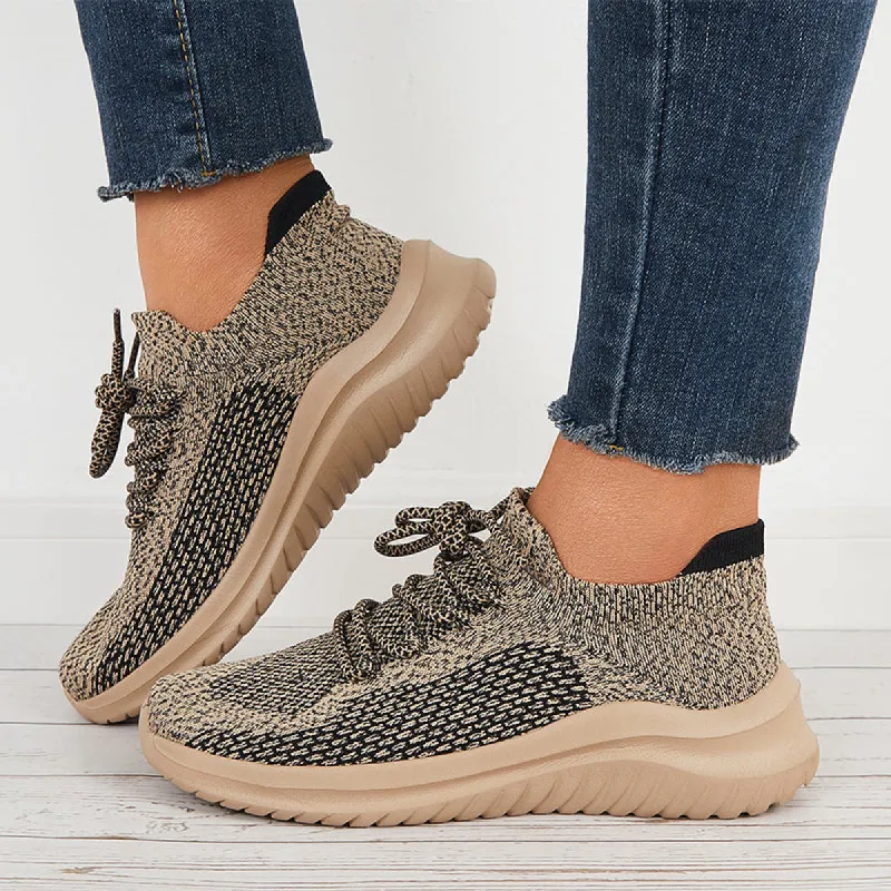 Women Knit Sneakers Round Toe Breathable Walking Shoes sold by Tinstree