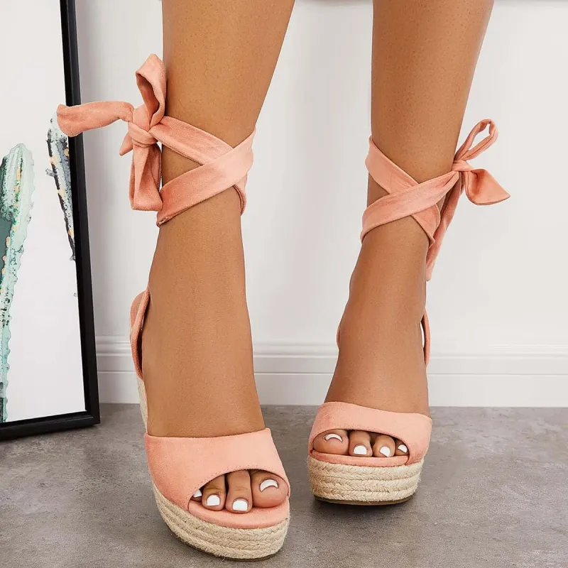 Lace up Espadrilles Platform Wedges Ankle Strap Sandals sold by Tinstree