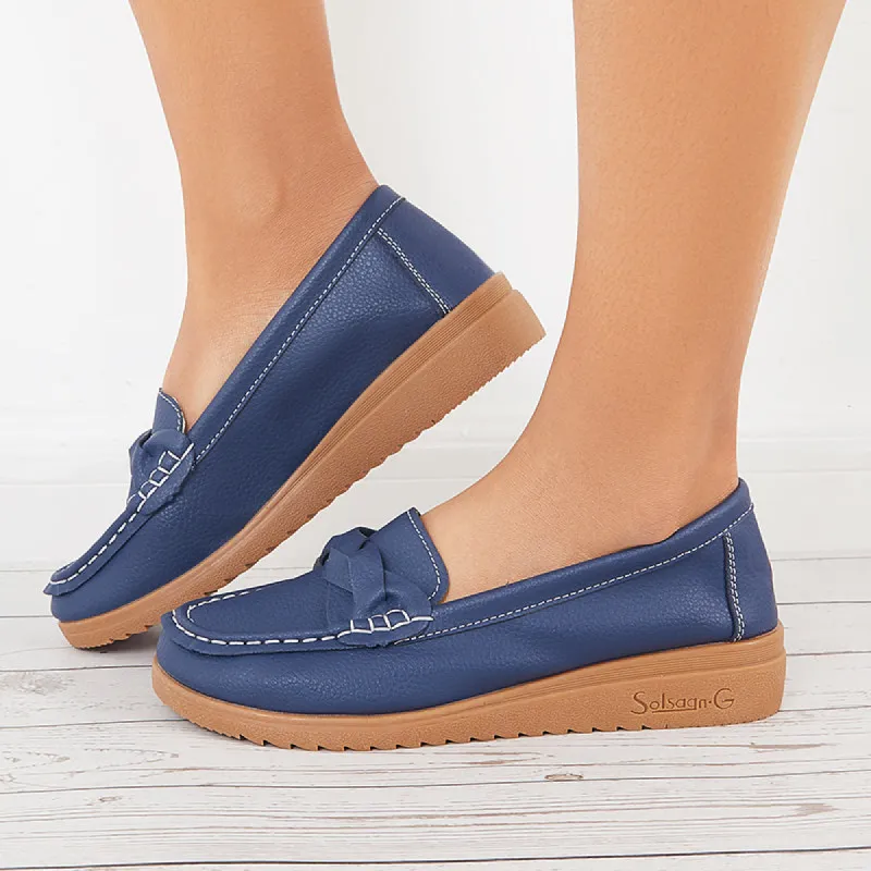 Retro Round Toe Penny Loafers Platform Flats Walking Shoes sold by Tinstree
