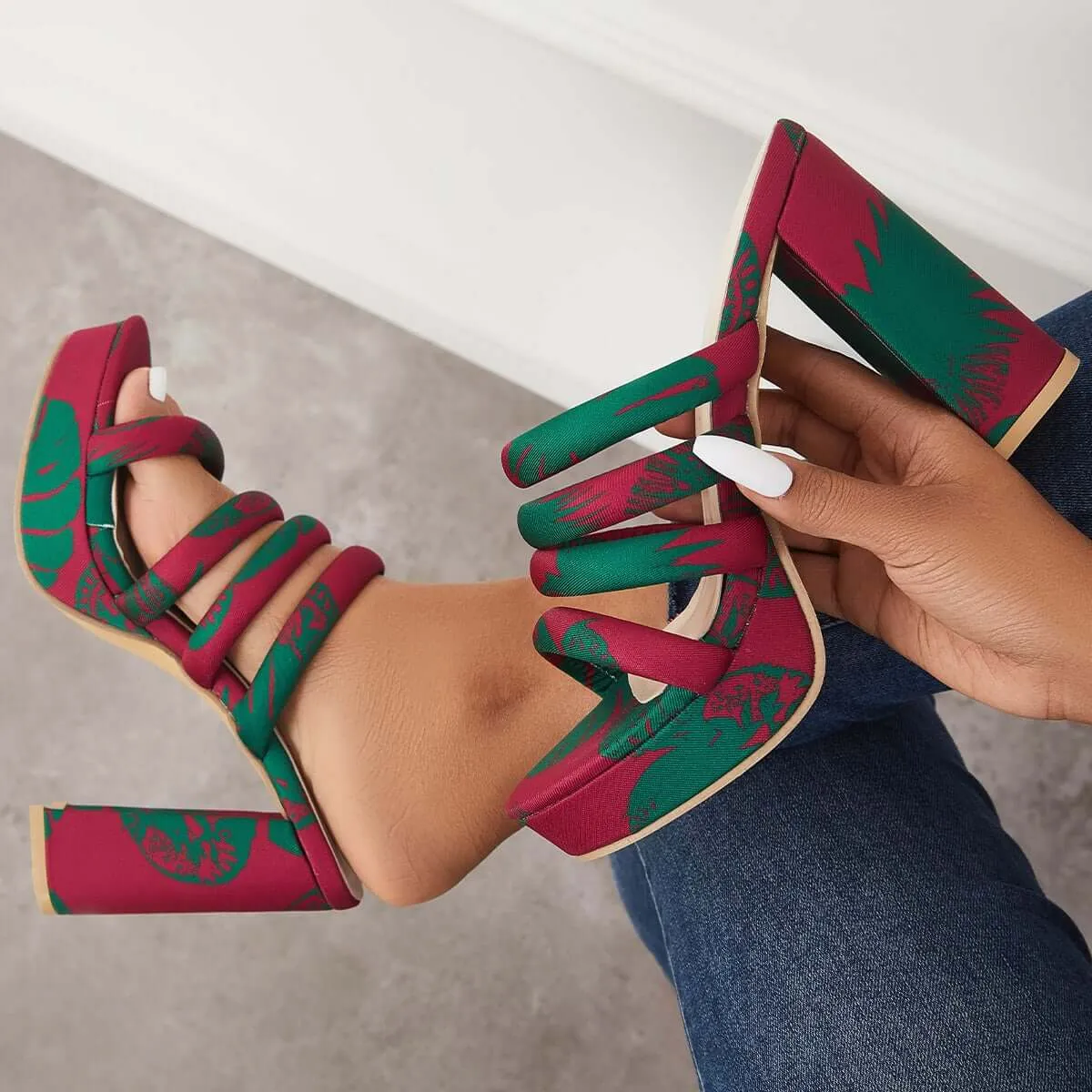 Platform Chunky High Heels Slip on Backless Dress Sandals sold by Tinstree