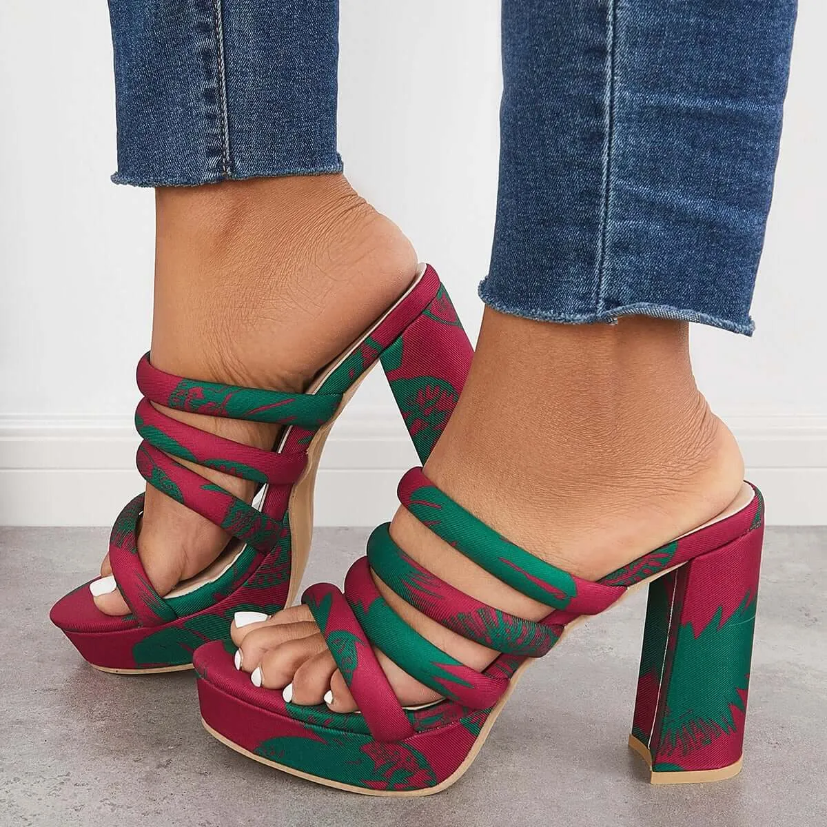 Platform Chunky High Heels Slip on Backless Dress Sandals sold by Tinstree product image thumbnail 2