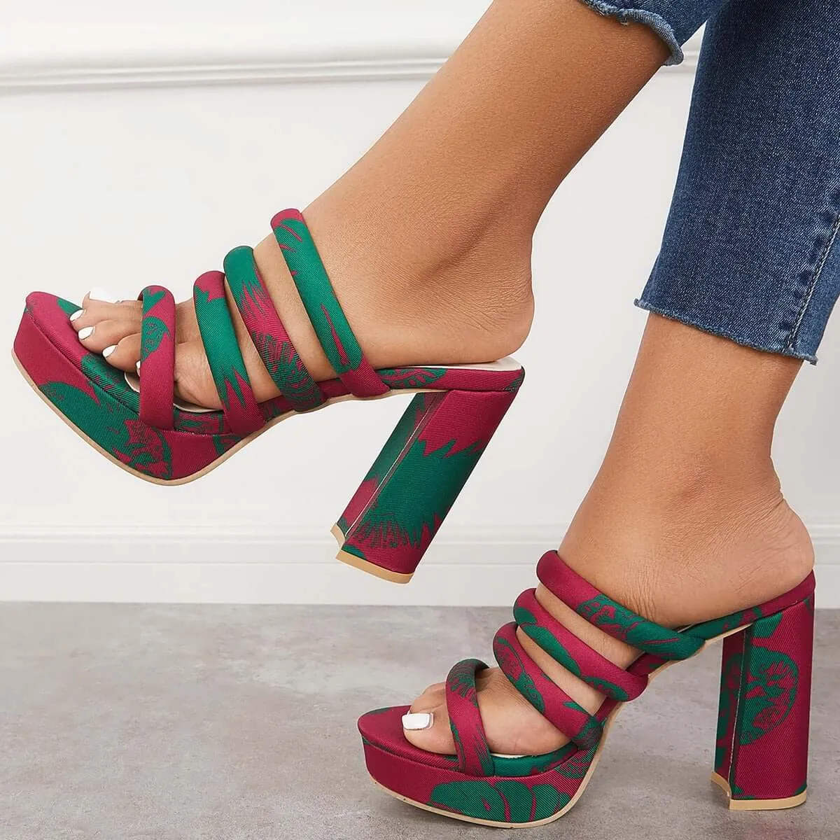 Platform Chunky High Heels Slip on Backless Dress Sandals sold by Tinstree product image thumbnail 3