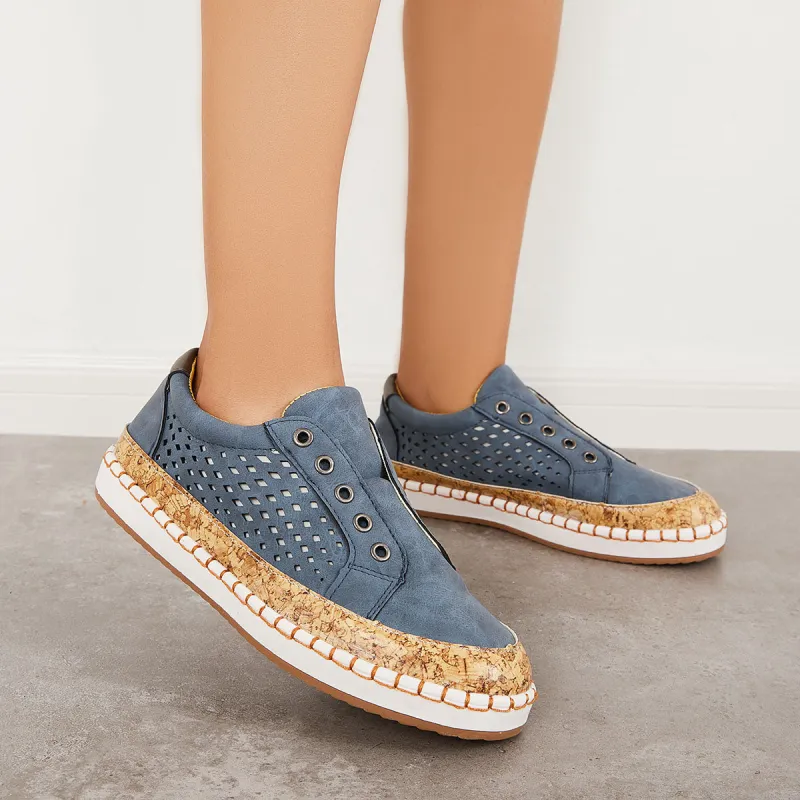 Low Top Platform Heel Loafers Slip on Walking Shoes sold by Tinstree