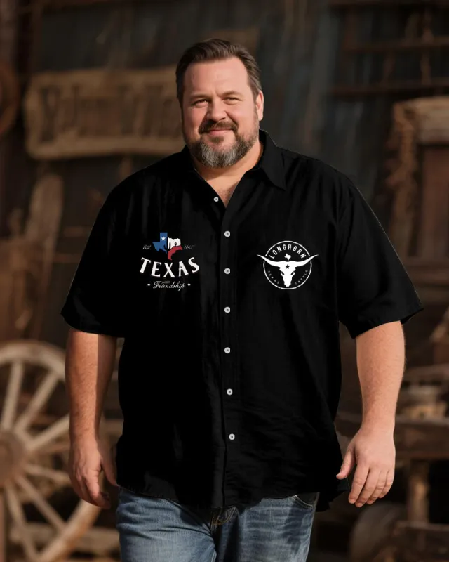 Big & Tall Men's Western Denim Printed Short Sleeve Shirt sold by Biggmans
