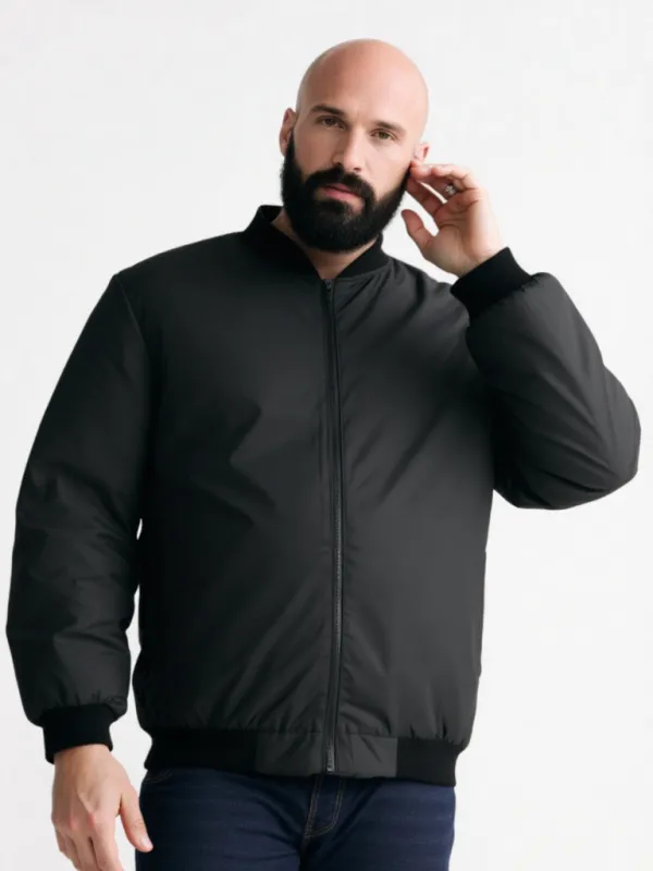 Big & Tall Men's Black-autumn And Winter Three-proof Environmental Protection Fabric Warm Elastic Jacket Coat sold by Biggmans
