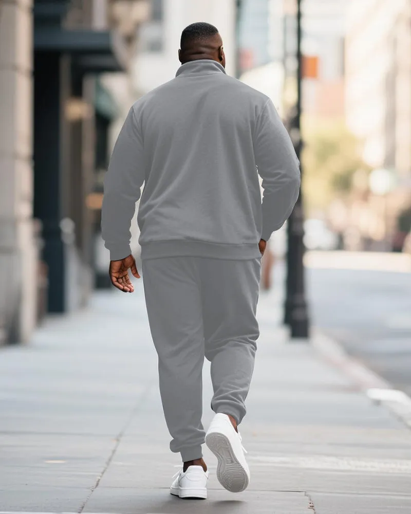 Big & Tall Men's GOD GOT ME Printed POLO Collar Zipper Long Sleeve Pants Two-Piece Set sold by Biggmans product image thumbnail 5