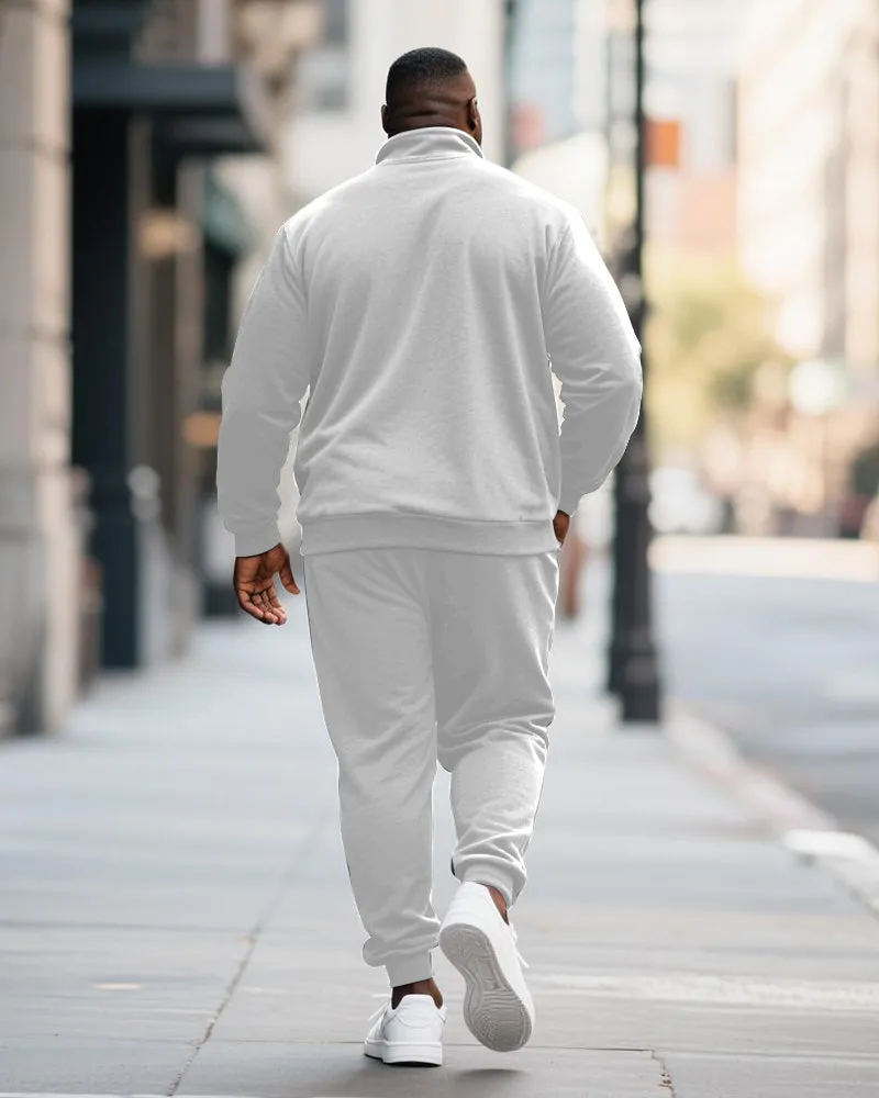 Big & Tall Men's GOD GOT ME Printed POLO Collar Zipper Long Sleeve Pants Two-Piece Set sold by Biggmans product image thumbnail 4