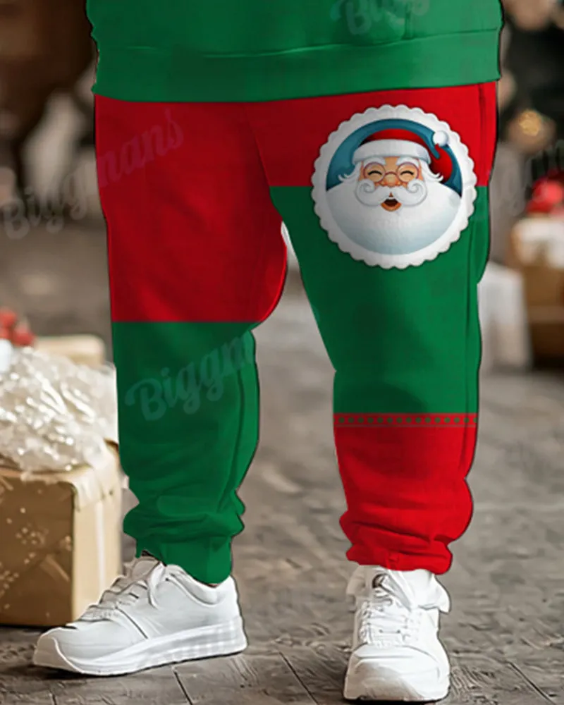 Men's Christmas Colorblock Santa Print Plus Size Hoodie Sweatpants Set sold by Biggmans product image thumbnail 3