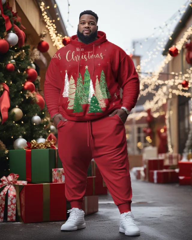Men's Plus Size Merry Christmas Tree Hoodie Sweatpants Set of Two sold by Biggmans