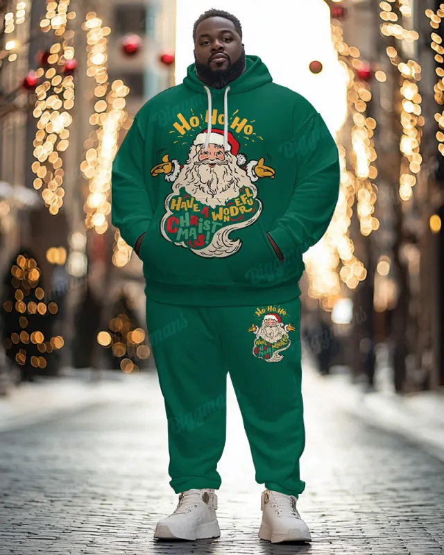 Men's Have A Wonderful Christmas! Alphabet Print Plus Size Hoodie Suit sold by Biggmans