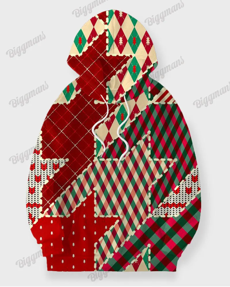 Men's Christmas Colorblock Red Plaid Print Plus Size Hoodie Suit sold by Biggmans product image thumbnail 3