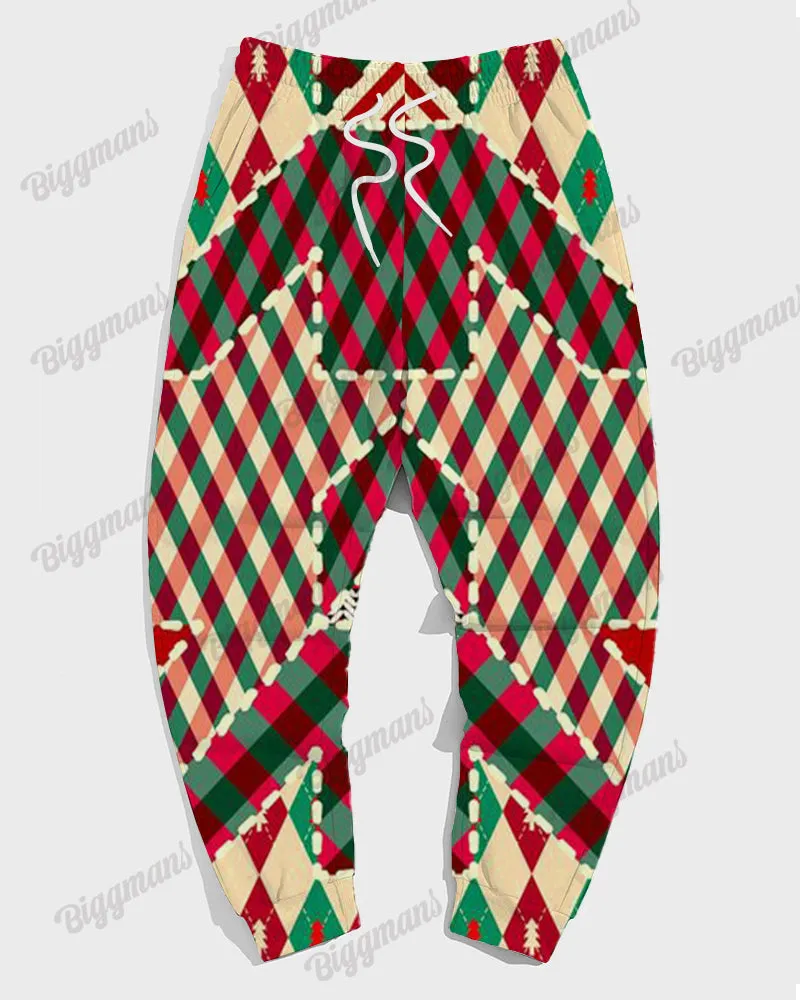 Men's Christmas Colorblock Red Plaid Print Plus Size Hoodie Suit sold by Biggmans product image thumbnail 4