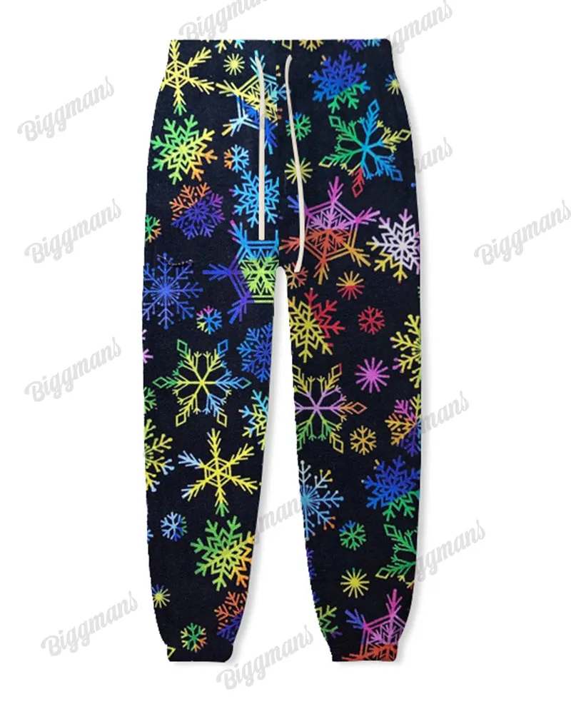 Couple Fashion Casual Plus Size Christmas Colorful Snowflake Hoodie Suit sold by Biggmans product image thumbnail 5