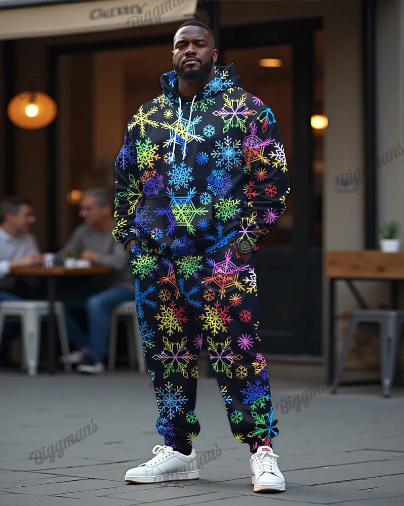 Couple Fashion Casual Plus Size Christmas Colorful Snowflake Hoodie Suit sold by Biggmans product image thumbnail 2