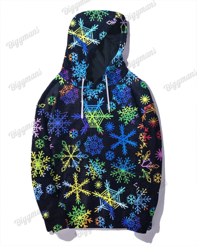 Couple Fashion Casual Plus Size Christmas Colorful Snowflake Hoodie Suit sold by Biggmans product image thumbnail 4