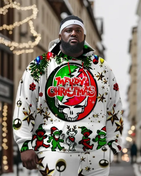 Men's Plus Size Merry Christmas Skull Hoodie and Pants Set of Two sold by Biggmans product image thumbnail 2