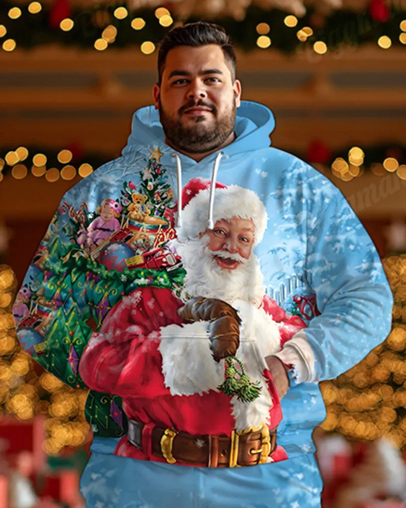 Men's Santa Carrying Sack of Gifts Big & Tall Hoodie Sweatpants Set sold by Biggmans product image thumbnail 2