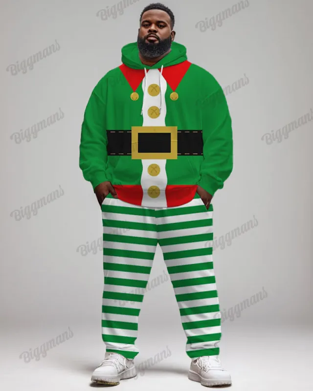 Men's Funny Cartoon Striped Print Big & Tall Hoodie Set sold by Biggmans