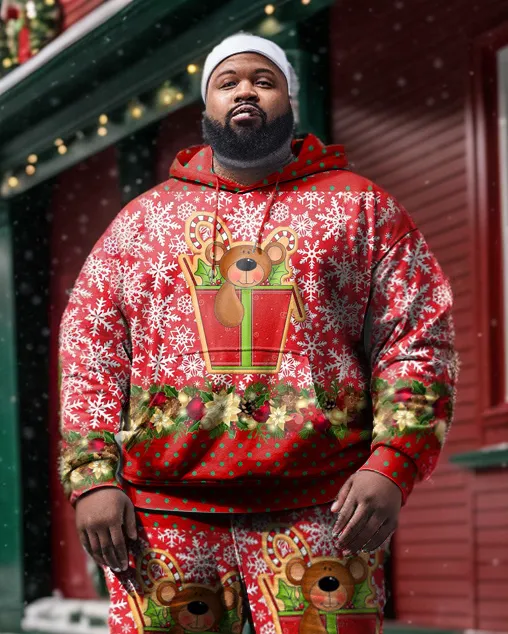 Big & Tall Guy's Christmas Snow Bear Hoodie and Sweatpants Set sold by Biggmans product image thumbnail 2