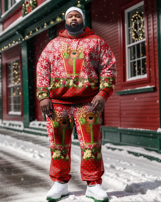 Big & Tall Guy's Christmas Snow Bear Hoodie and Sweatpants Set sold by Biggmans