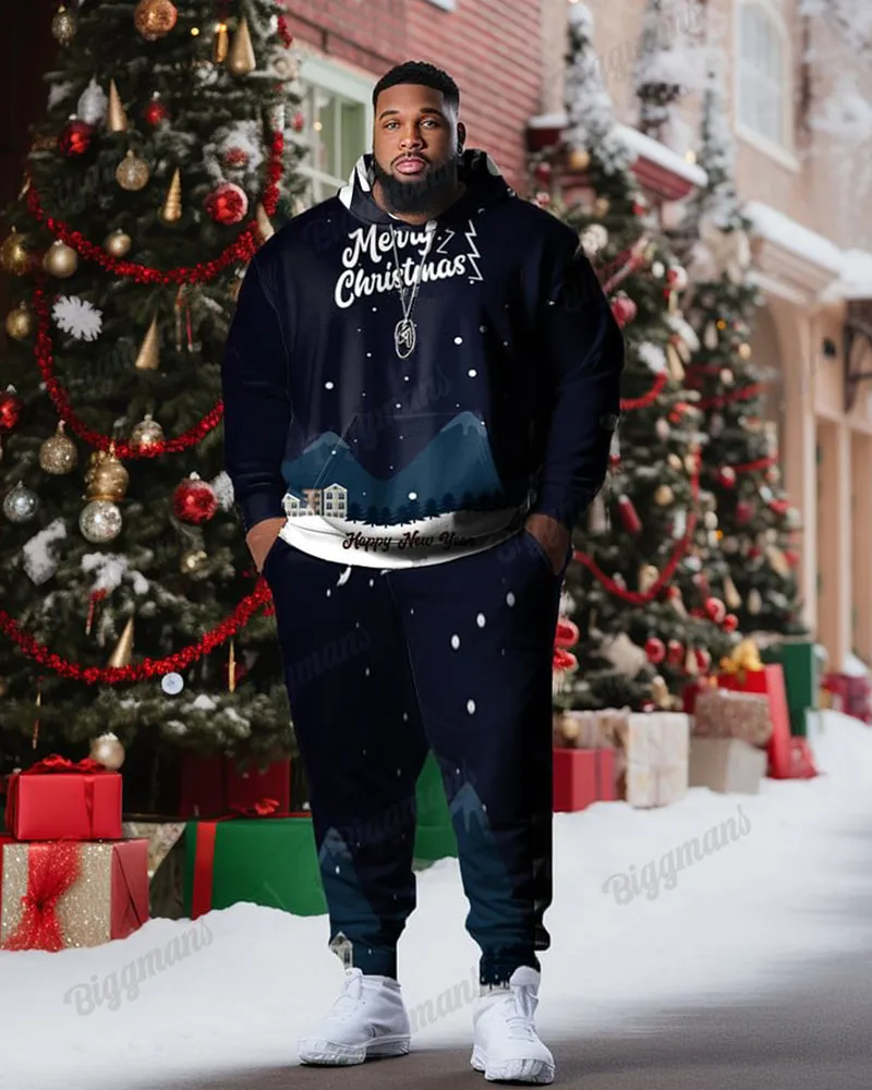 Men's Big & Tall Merry Christmas Snowdrift Hoodie and Sweatpants Set sold by Biggmans