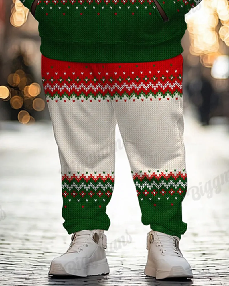 Men's Christmas Red And Green Colorblock Printed Big & Tall Hoodie Set sold by Biggmans product image thumbnail 3