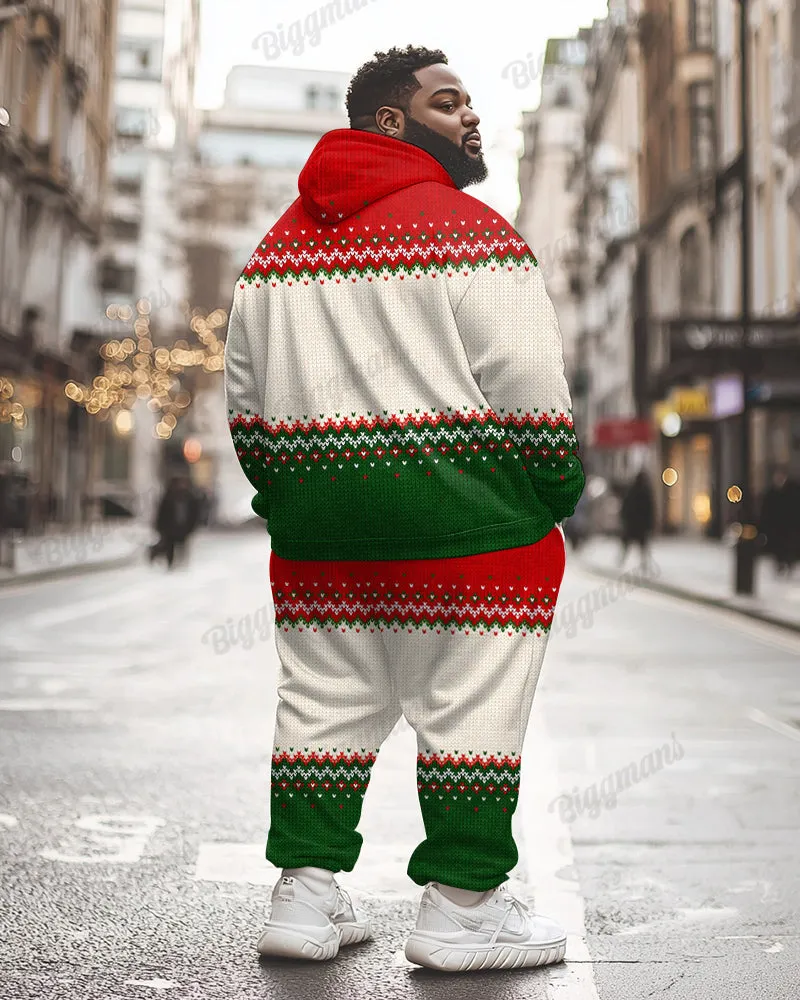 Men's Christmas Red And Green Colorblock Printed Big & Tall Hoodie Set sold by Biggmans product image thumbnail 4