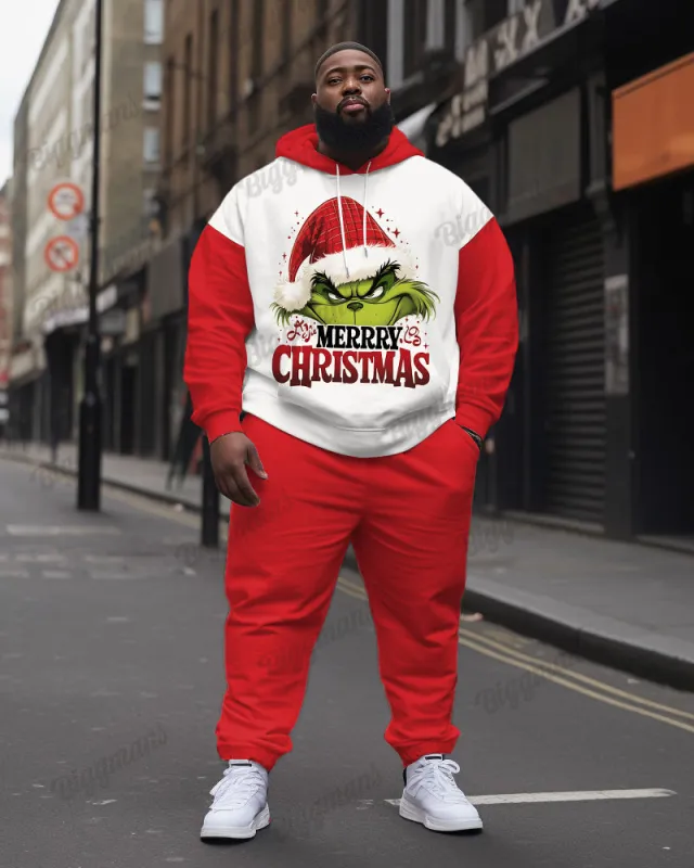 Big Men's Christmas Merry Christmas Green Monster Hoodie Set sold by Biggmans