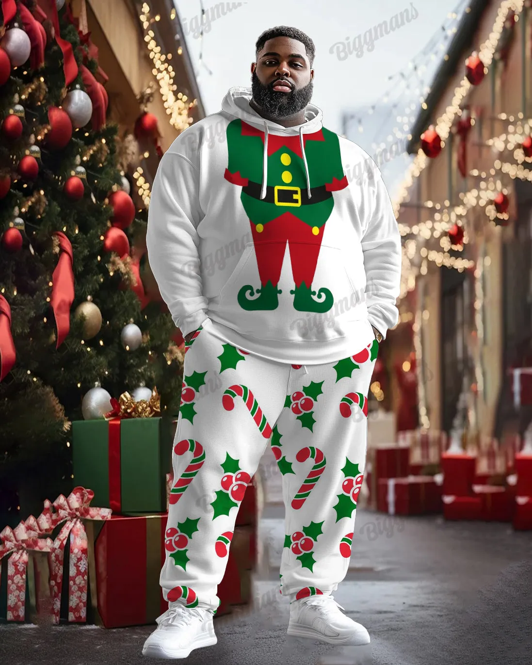 Men's Funny Christmas Elf Suit Print Big Size Hoodie Set sold by Biggmans