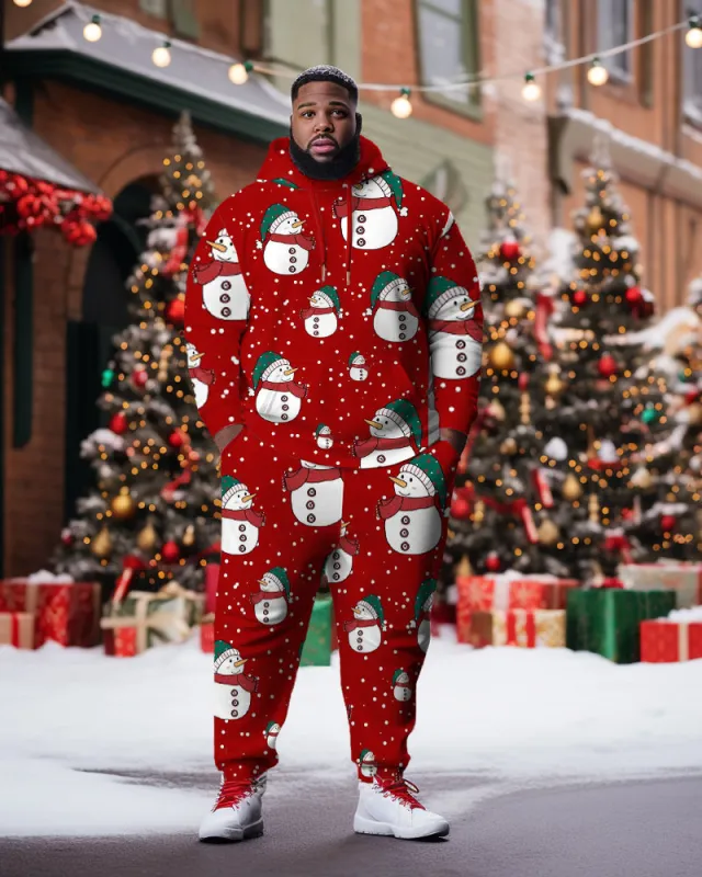 Men's Big and Tall Tracksuit Christmas Snowman Hoodie and Pants Set sold by Biggmans