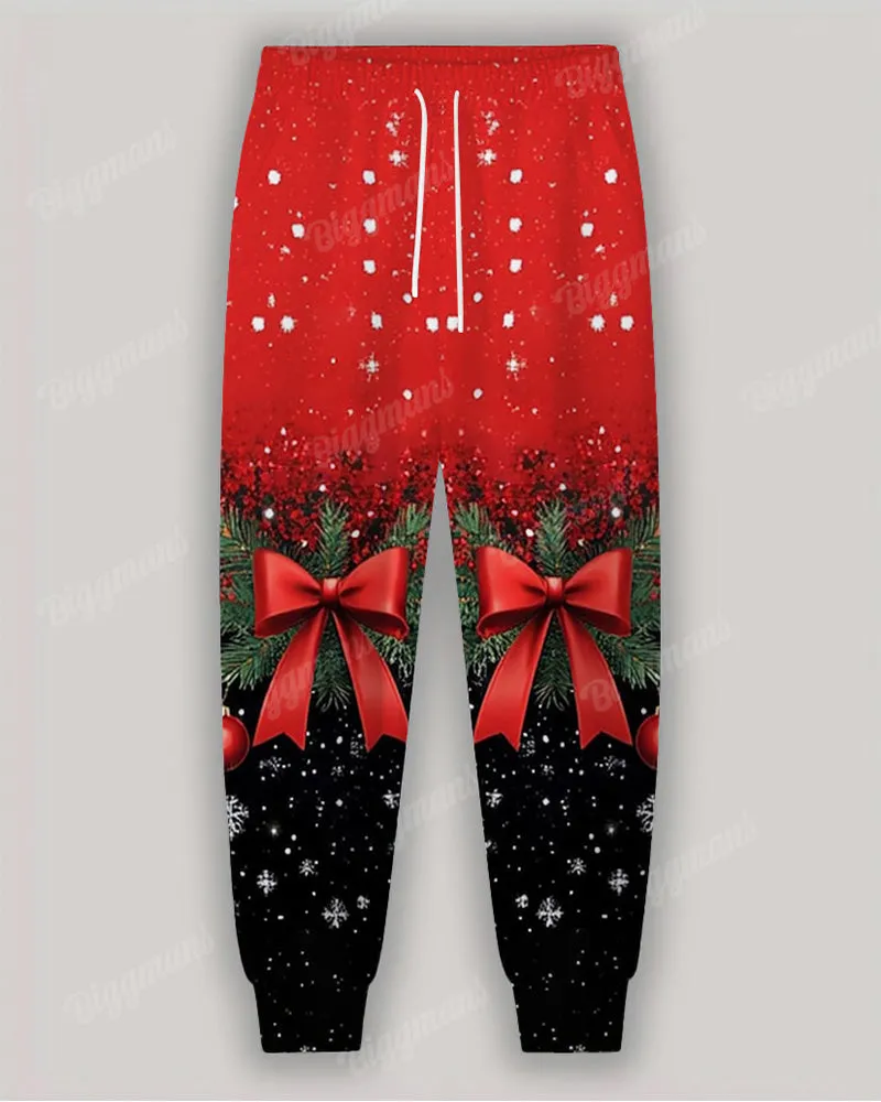 Big Men's Christmas Colorblock Bow Suit Cosplay Printed Hoodie Set sold by Biggmans product image thumbnail 4