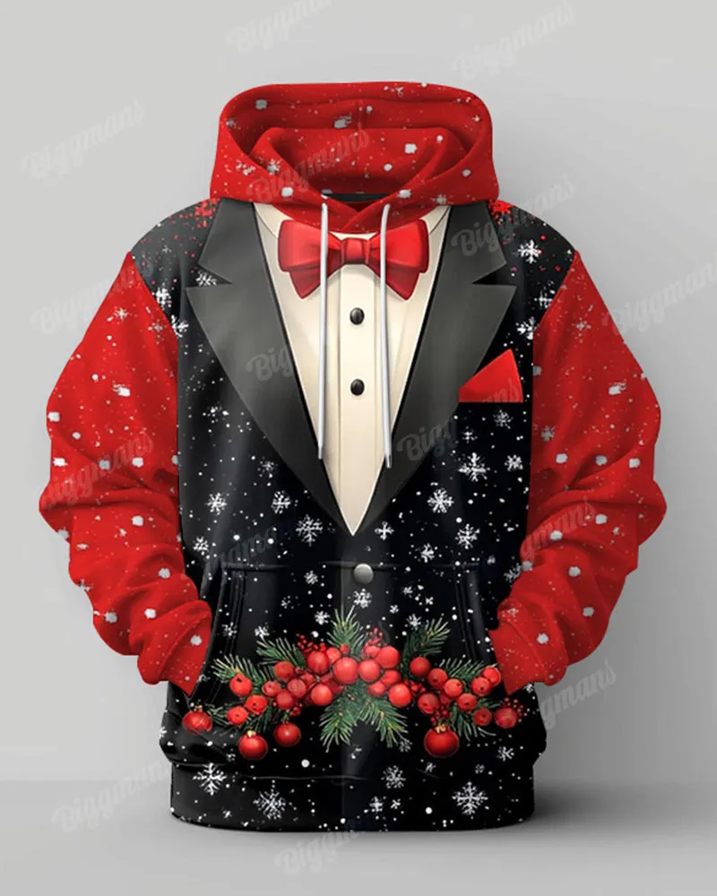 Big Men's Christmas Colorblock Bow Suit Cosplay Printed Hoodie Set sold by Biggmans product image thumbnail 3
