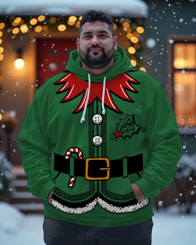 Big Men's Christmas Elf Suit Cosplay Hoodie sold by Biggmans