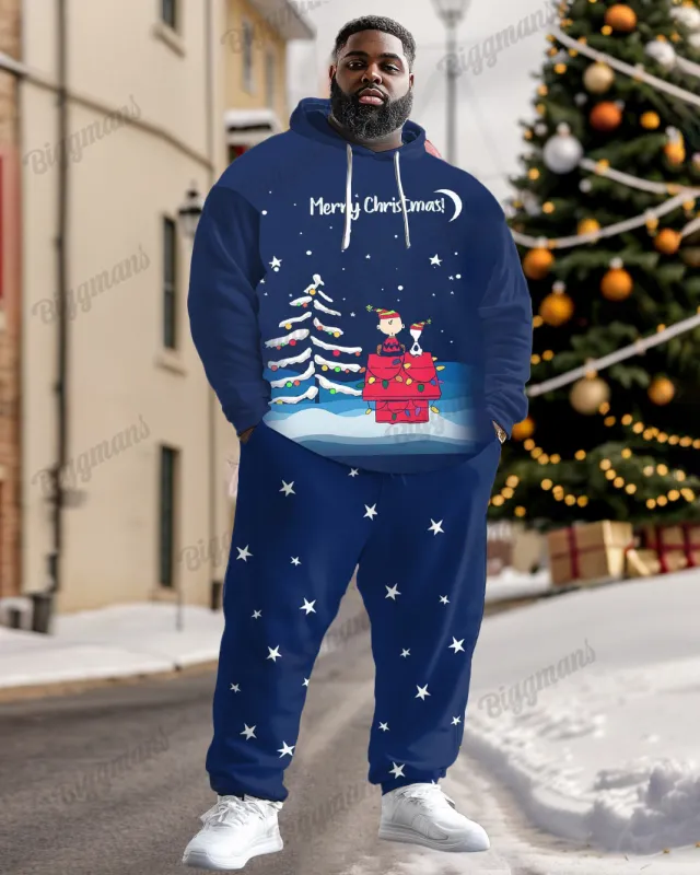 Men's Merry Christmas Snowman Dog House Big and Tall Hoodie Set sold by Biggmans