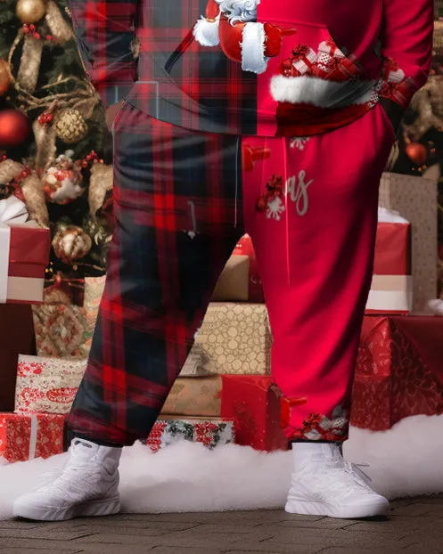 Men's Big and Tall Merry Christmas Santa Colorblock Plaid Hoodie Set sold by Biggmans product image thumbnail 3
