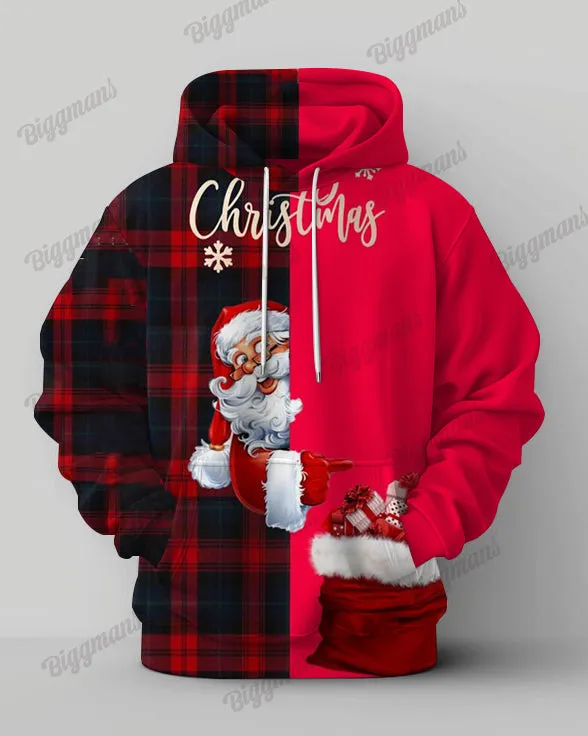 Men's Big and Tall Merry Christmas Santa Colorblock Plaid Hoodie Set sold by Biggmans product image thumbnail 4