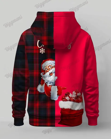Men's Big and Tall Merry Christmas Santa Colorblock Plaid Hoodie Set sold by Biggmans product image thumbnail 5